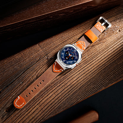 Retro Hand‑Stitched Cowhide Leather Strap For Samsung Galaxy Watch Ultra