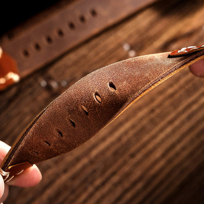 Retro Hand‑Stitched Cowhide Leather Strap For Samsung Galaxy Watch Ultra