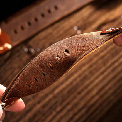 Retro Hand‑Stitched Cowhide Leather Strap For Samsung Galaxy Watch Ultra