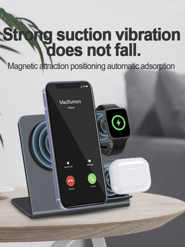 Desktop 3 In 1 Magnetic Wireless Charger Stand