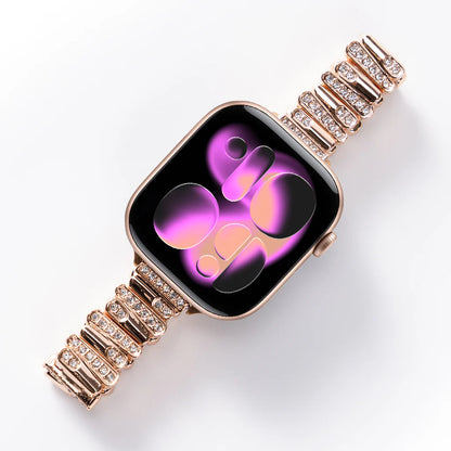 Personalized Diamond-Encrusted Leather Strap For Apple Watch