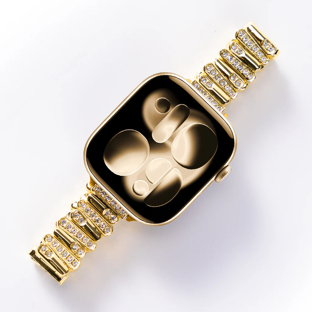Personalized Diamond-Encrusted Leather Strap For Apple Watch