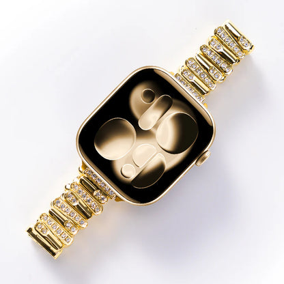 Personalized Diamond-Encrusted Leather Strap For Apple Watch