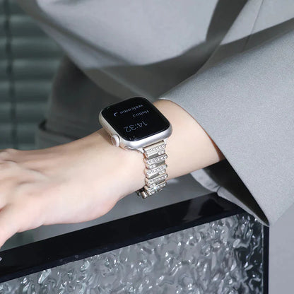 Personalized Diamond-Encrusted Leather Strap For Apple Watch