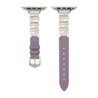 Personalized Diamond-Encrusted Leather Strap For Apple Watch