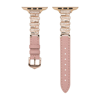 Personalized Diamond-Encrusted Leather Strap For Apple Watch