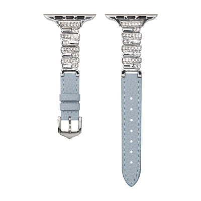 Personalized Diamond-Encrusted Leather Strap For Apple Watch