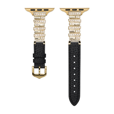 Personalized Diamond-Encrusted Leather Strap For Apple Watch