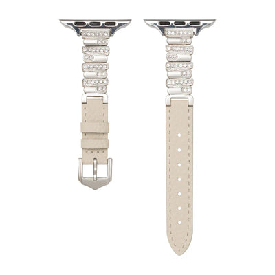 Personalized Diamond-Encrusted Leather Strap For Apple Watch