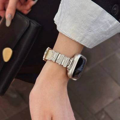 Personalized Diamond-Encrusted Leather Strap For Apple Watch
