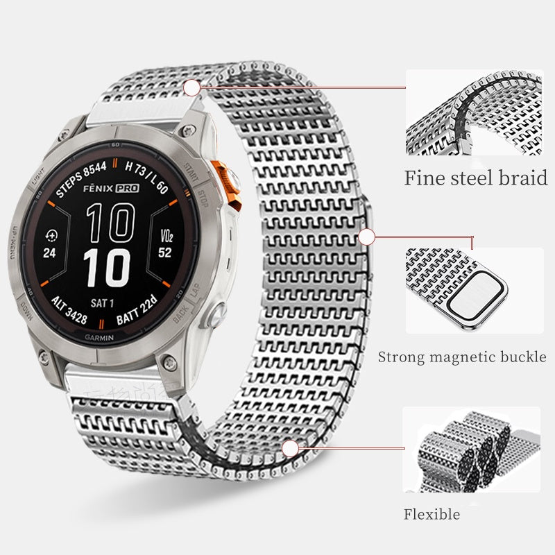 Designer Stainless Steel Magnet Band For Garmin