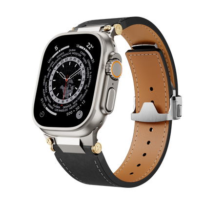Elite Italian Leather Band with Deployment Clasp for Apple Watch