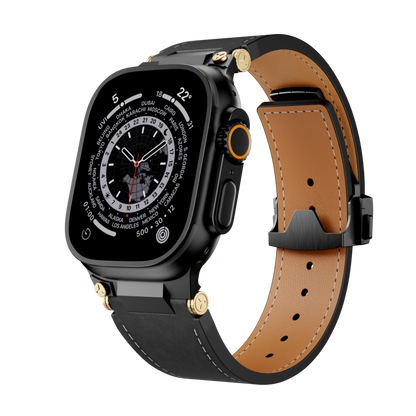 Elite Italian Leather Band with Deployment Clasp for Apple Watch