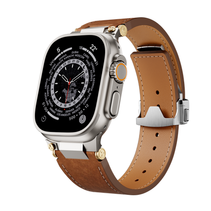 Elite Italian Leather Band with Deployment Clasp for Apple Watch