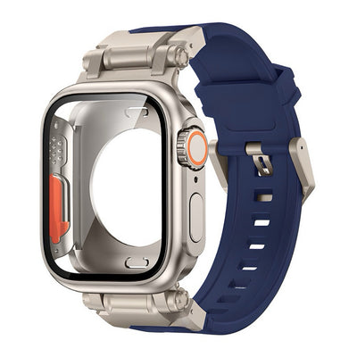 Explorer Tactical Fluoro Rubber Strape+Metal Ultra Case For Apple Watch 9 8 7 6 5 4 SE