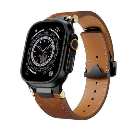 Elite Italian Leather Band with Deployment Clasp for Apple Watch