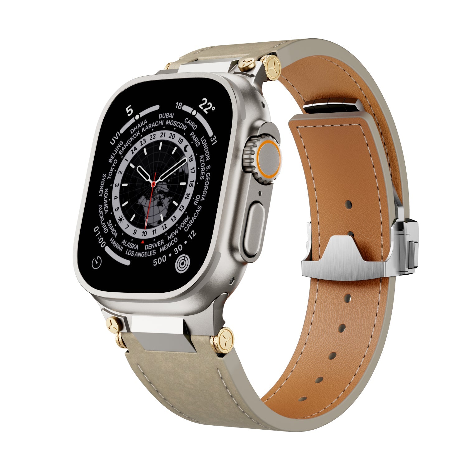 Elite Italian Leather Band with Deployment Clasp for Apple Watch