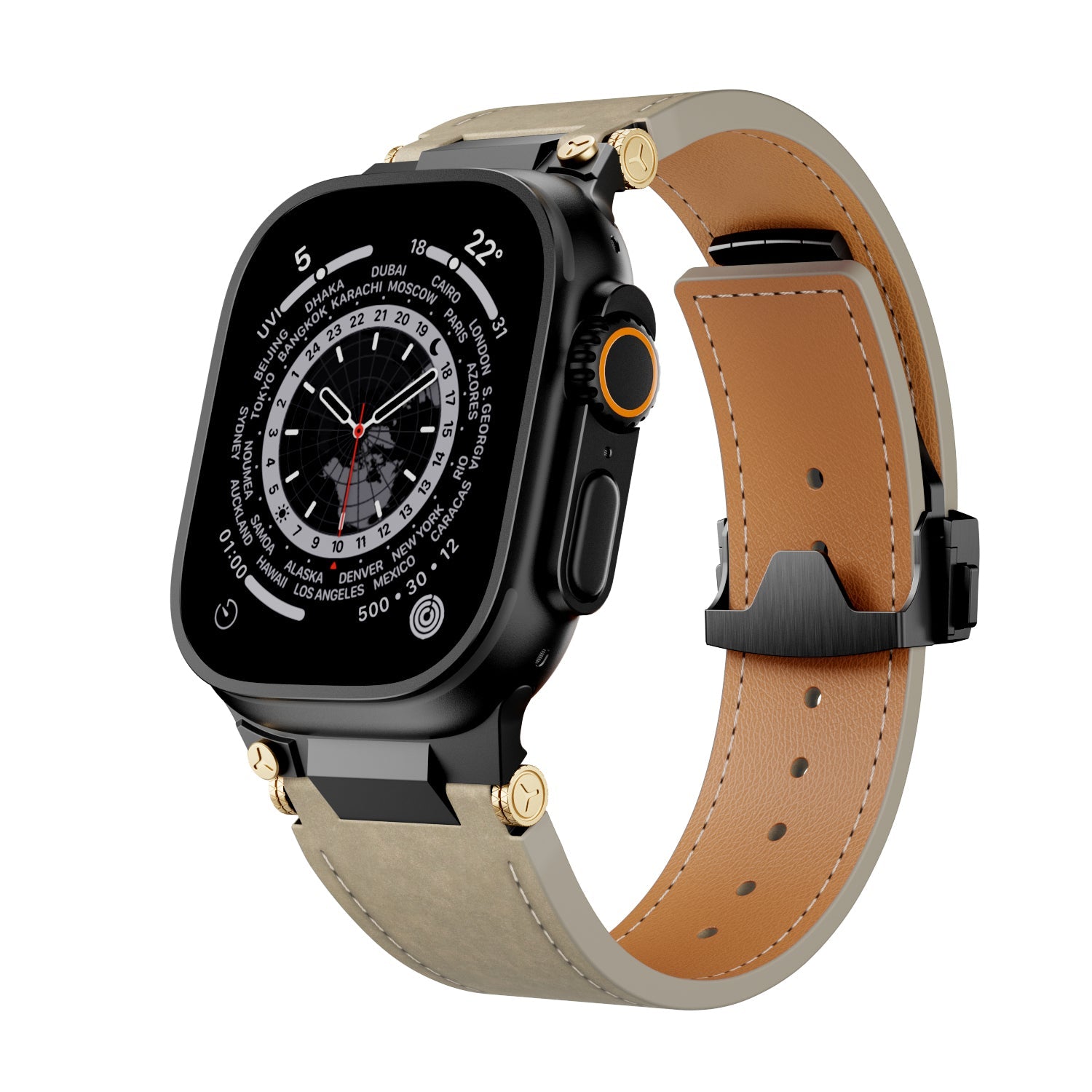 Elite Italian Leather Band with Deployment Clasp for Apple Watch
