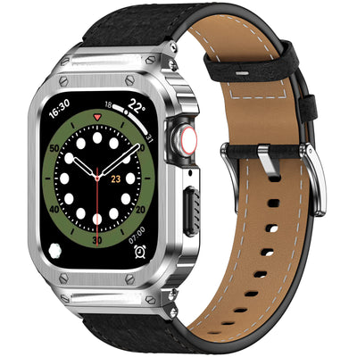 Metal Case Genuine Leather Strap For Apple Watch