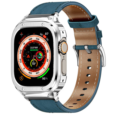 Metal Case Genuine Leather Strap For Apple Watch