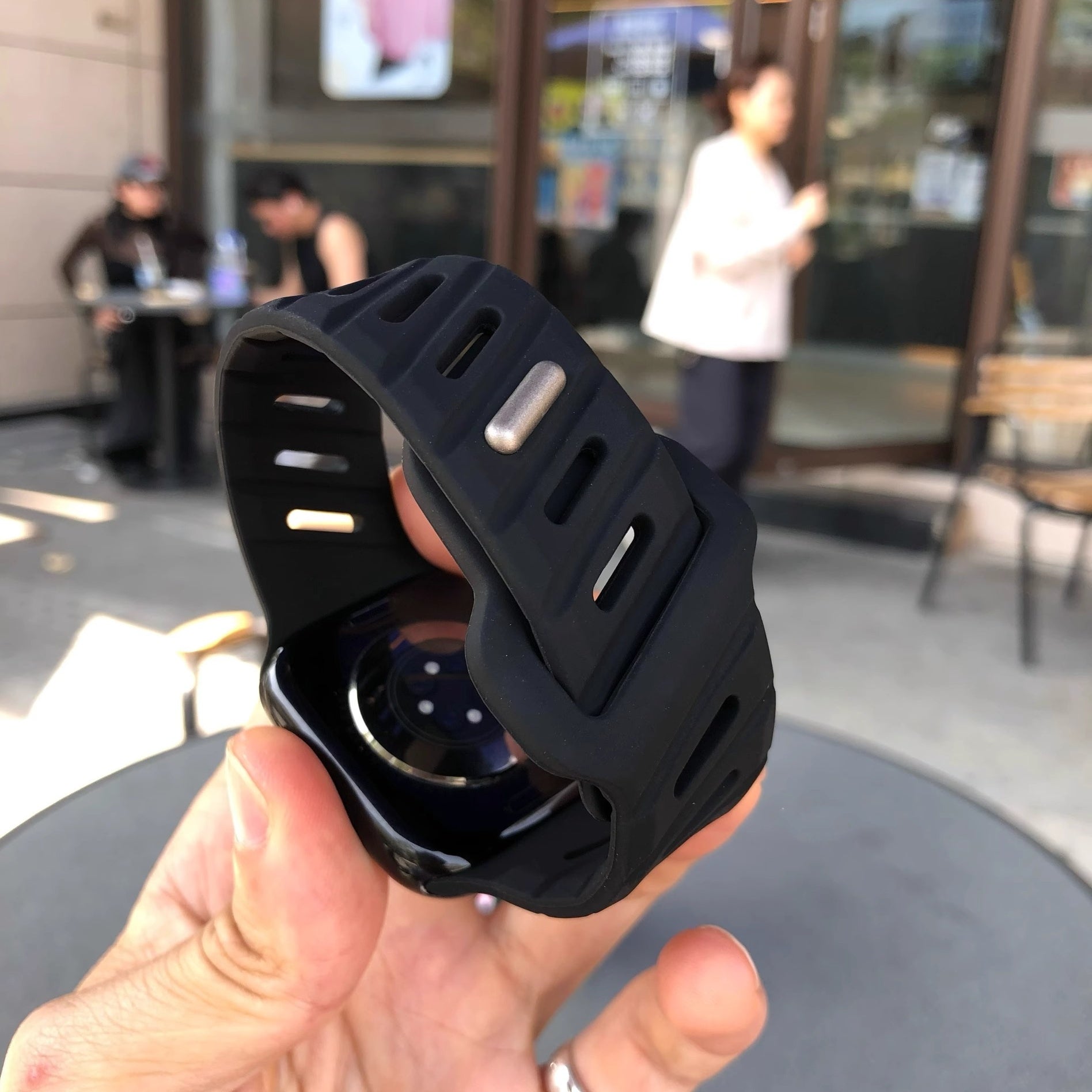 Asymmetric Oblique Hole Silicone Watch Strap for Apple Watch