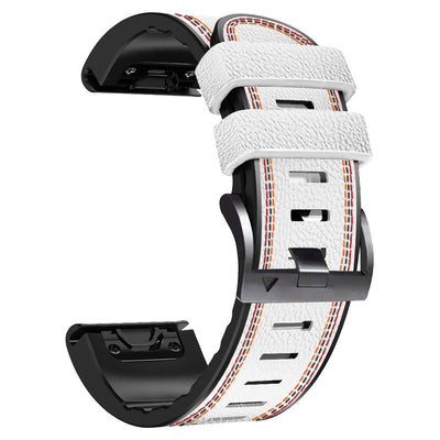 Grained Leather Strap for Garmin Fenix 8 7X 6X Pro