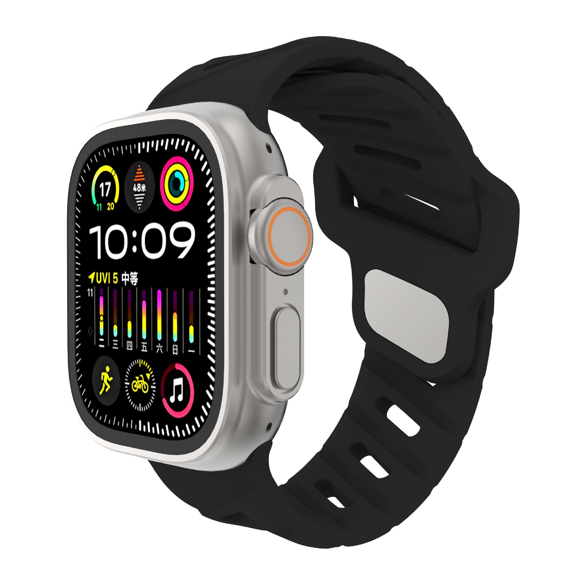 Asymmetric Oblique Hole Silicone Watch Strap for Apple Watch