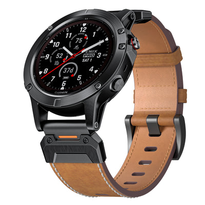 Genuine Leather Strap - For Garmin Fenix 8 7x 6x 5x Pro