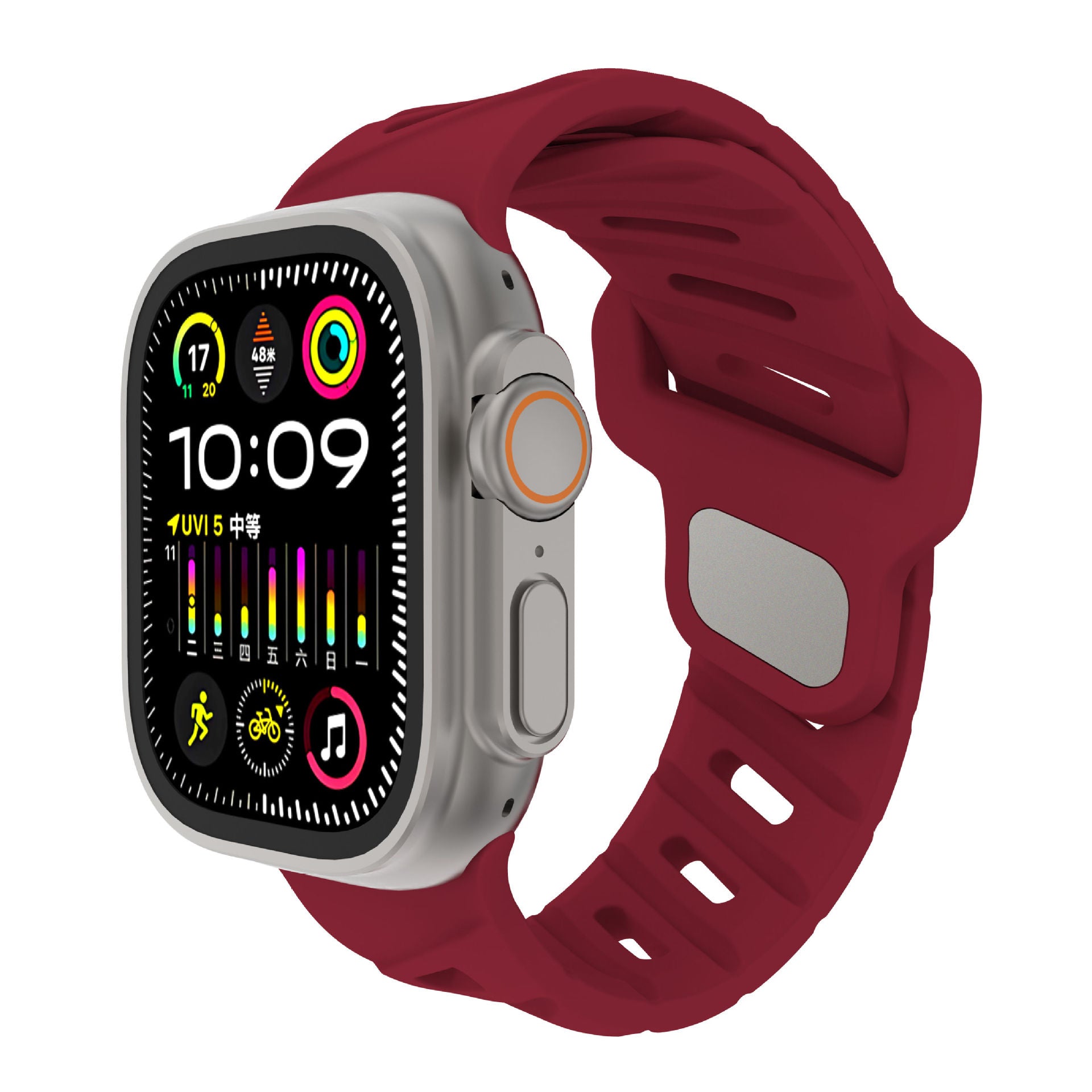 Asymmetric Oblique Hole Silicone Watch Strap for Apple Watch
