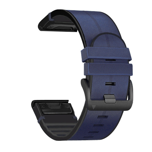 Silicone Leather Watch Strap For Garmin Fenix 8 7X 7 5X 5 6