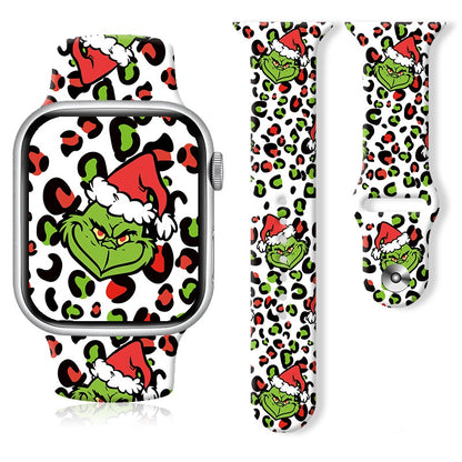 Christmas Thanksgiving  Winter Print Silicone Strap For Apple Watch