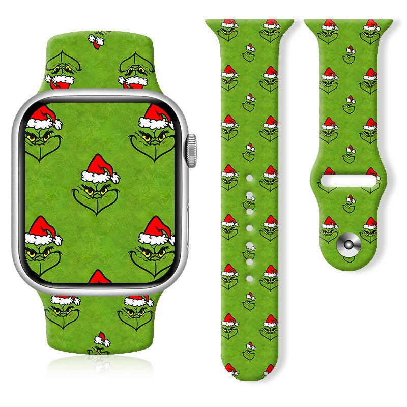 Christmas Thanksgiving  Winter Print Silicone Strap For Apple Watch