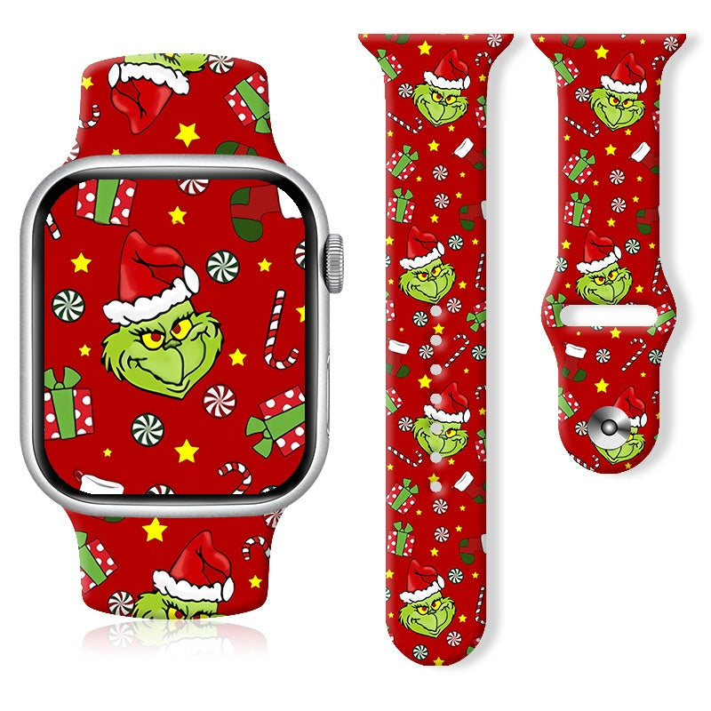 Christmas Thanksgiving  Winter Print Silicone Strap For Apple Watch