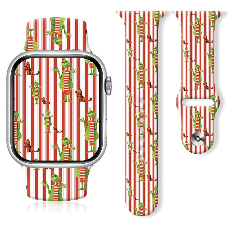 Christmas Thanksgiving  Winter Print Silicone Strap For Apple Watch