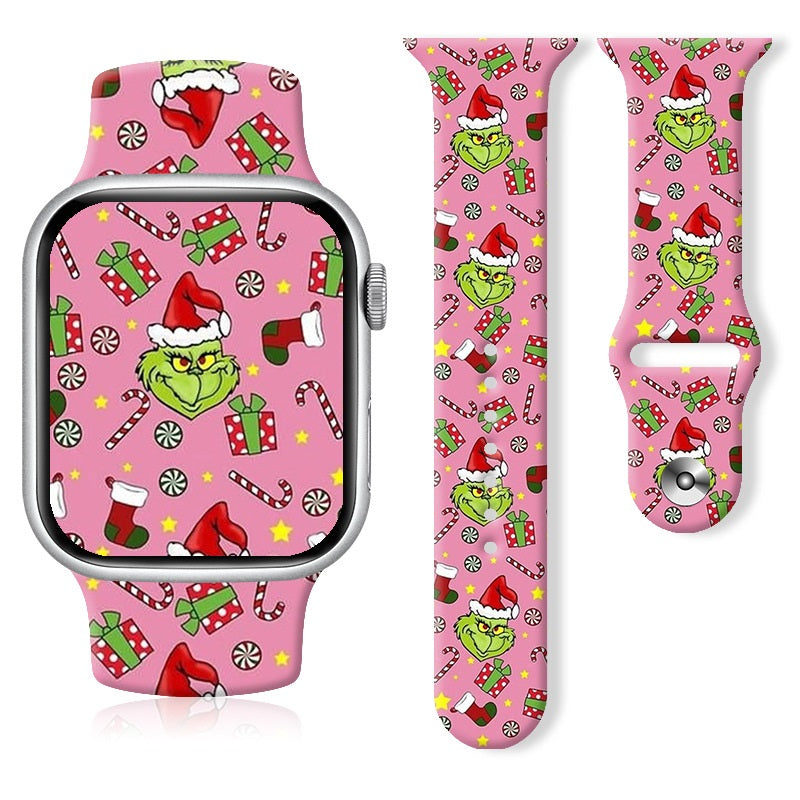 Christmas Thanksgiving  Winter Print Silicone Strap For Apple Watch