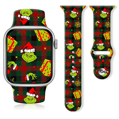 Christmas Thanksgiving  Winter Print Silicone Strap For Apple Watch