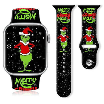 Christmas Thanksgiving  Winter Print Silicone Strap For Apple Watch