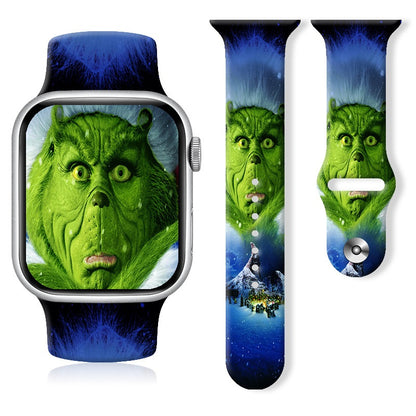 Christmas Thanksgiving  Winter Print Silicone Strap For Apple Watch