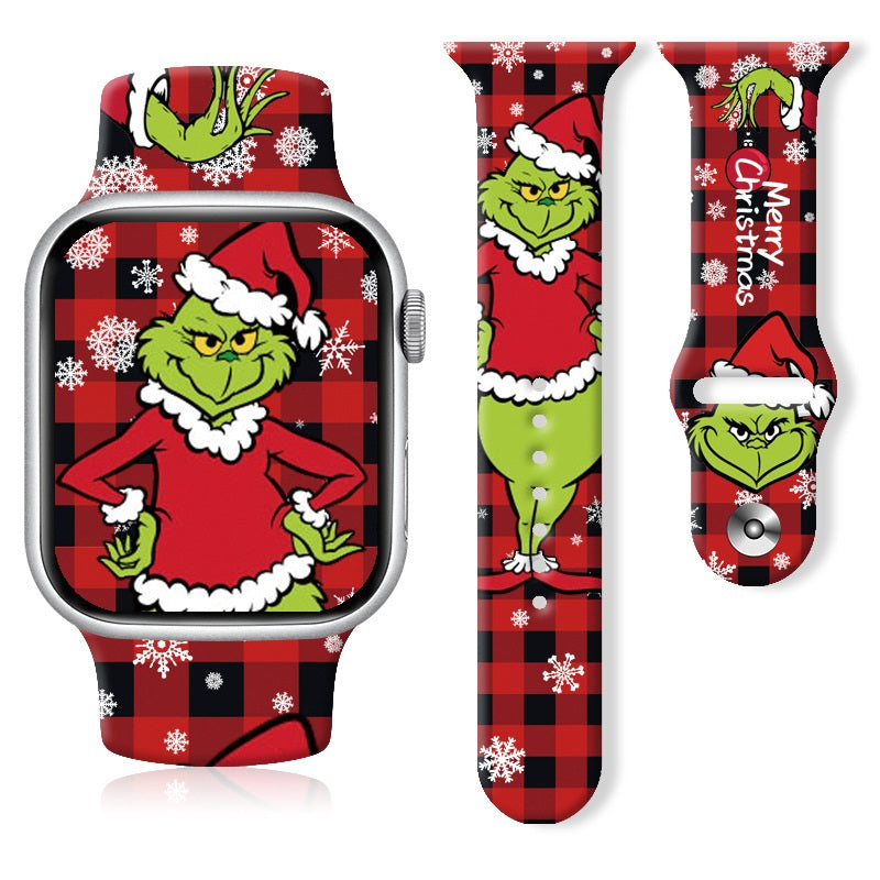 Christmas Thanksgiving  Winter Print Silicone Strap For Apple Watch