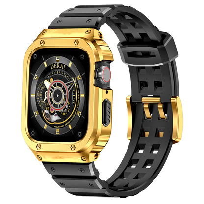 Silicone Band With Stainless Steel Case For Apple Watch
