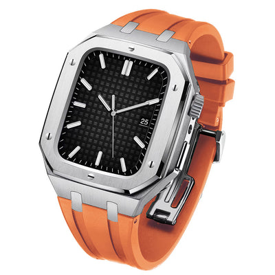 AP Silicone Band Stainless Steel Case Retrofit Kit For Apple Watch