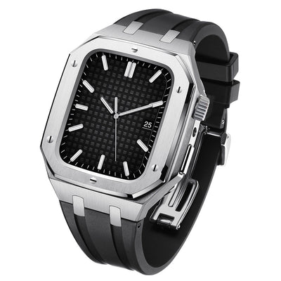 AP Silicone Band Stainless Steel Case Retrofit Kit For Apple Watch