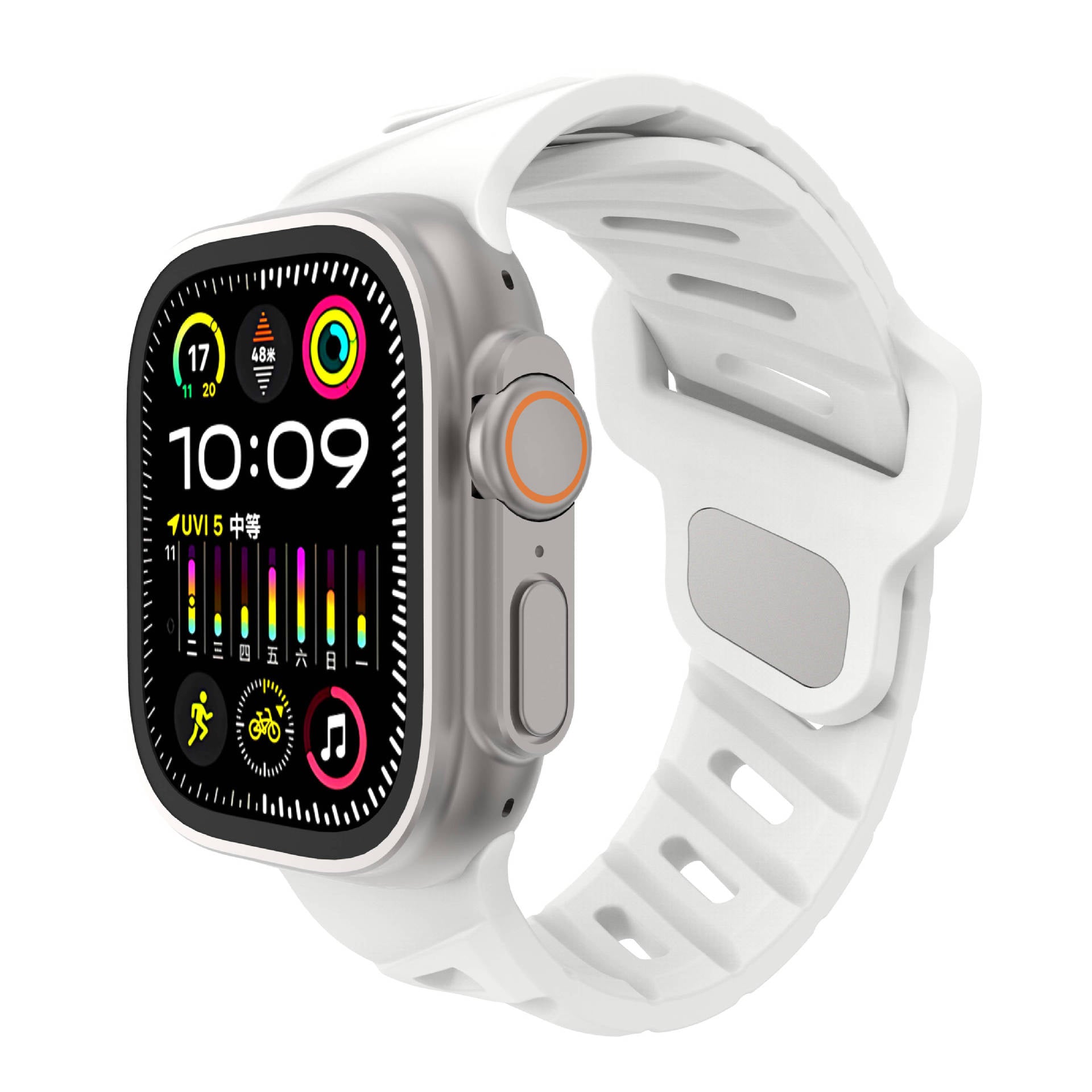 Asymmetric Oblique Hole Silicone Watch Strap for Apple Watch