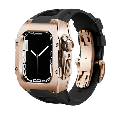Fluororubber Band Stainless Steel Case Retrofit Kit For Apple Watch
