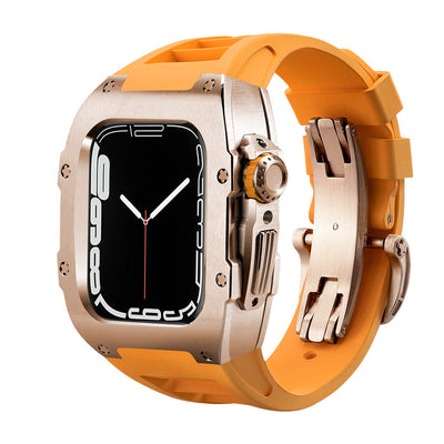 Fluororubber Band Stainless Steel Case Retrofit Kit For Apple Watch