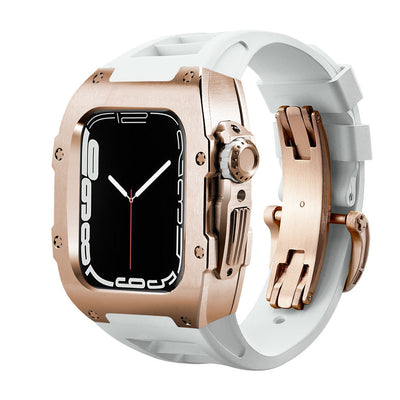 Fluororubber Band Stainless Steel Case Retrofit Kit For Apple Watch