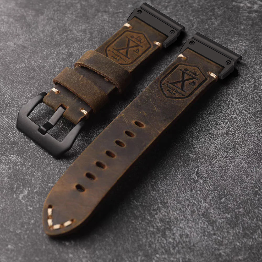 Vintage Leather Strap For Garmin Fenix 8 7X 6X Pro