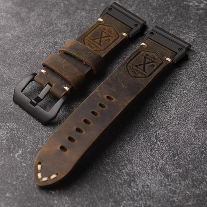 Vintage Leather Strap For Garmin Fenix 8 7X 6X Pro