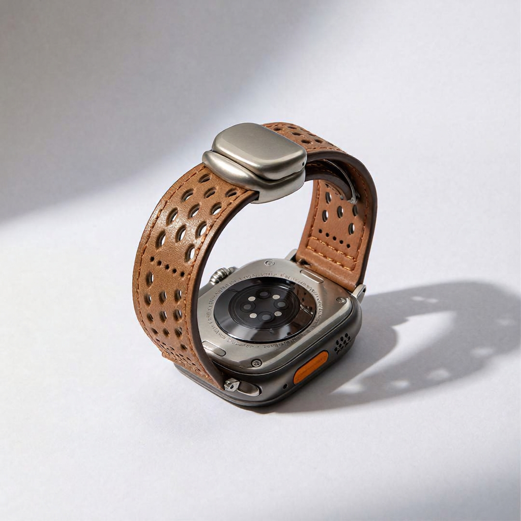 Upgraded Magnetic Buckle Leather Strap For Apple Watch