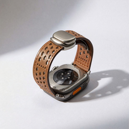 Upgraded Magnetic Buckle Leather Strap For Apple Watch